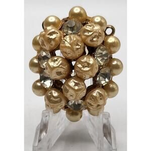 Vintage Faux Pearl Rhinestone Convertible Brooch Pendant Cluster